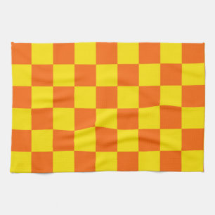 Linge De Cuisine Motif à carreaux jaunes et orange