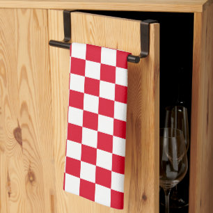 Linge De Cuisine Motif à carreaux rouge et blanc