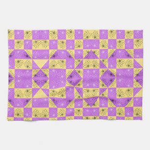 Linge De Cuisine Motif à carreaux sans couture de fleur d'or violet