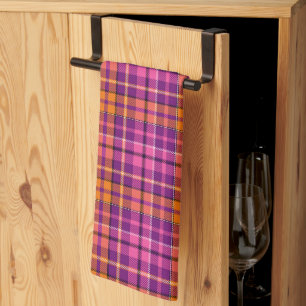Linge De Cuisine Motif à carreaux Tartan Orange Rose Violet 