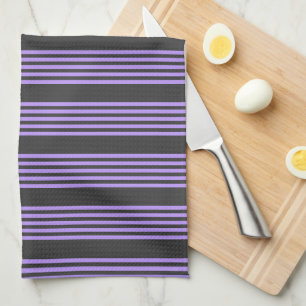 Linge De Cuisine Motif à cinq bandes violet et charbon de bois
