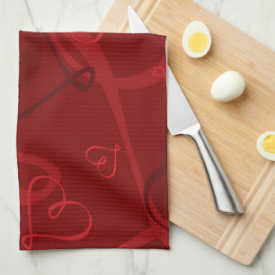 Linge De Cuisine Motif à coeur rouge