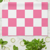 Linge De Cuisine Motif À damiers chèque rose blanc (Plié)