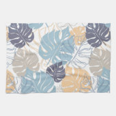 Linge De Cuisine Motif à feuilles bleu et jaune tropique (Horizontal)