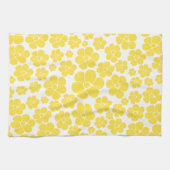 Linge De Cuisine Motif à fleurs - Citron jaune et blanc (Horizontal)