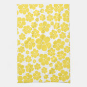 Linge De Cuisine Motif à fleurs - Citron jaune et blanc (Vertical)