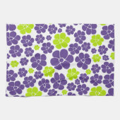 Linge De Cuisine Motif à fleurs en vert citron et violet (Horizontal)