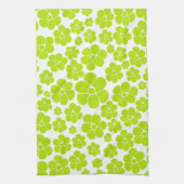 Linge De Cuisine Motif à fleurs en vert et blanc citron (Vertical)