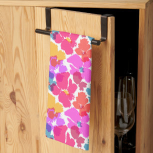 Linge De Cuisine Motif à fleurs moderne en néon coloré