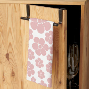 Linge De Cuisine Motif à fleurs - rose et blanc