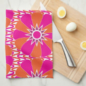 Linge De Cuisine Motif à fleurs vives rose et orange (Quart Plié)