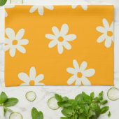 Linge De Cuisine Motif à fleurs Yellow White Retro (Plié)