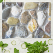 Linge De Cuisine Motif à galets muraux (Plié)