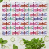 Linge De Cuisine Motif à libellules colorées (Plié)