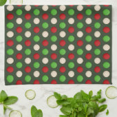 Linge De Cuisine Motif à points blanc vert rouge (Plié)