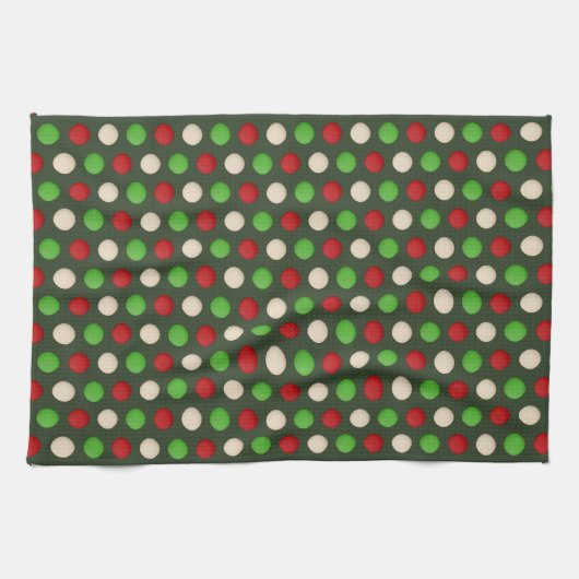 Linge De Cuisine Motif à points blanc vert rouge (Horizontal)