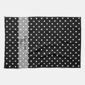 Linge De Cuisine Motif à points de polka noir (Horizontal)