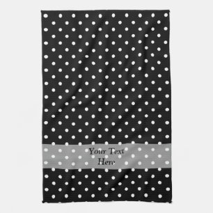 Linge De Cuisine Motif à points de polka noir