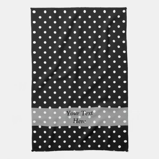 Linge De Cuisine Motif à points de polka noir (Vertical)