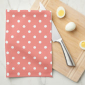 Linge De Cuisine Motif à points Polka rose blanc et corail (Quart Plié)