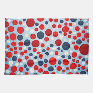 Linge De Cuisine Motif à pois rouge bleu