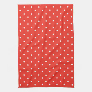 Linge De Cuisine Motif à pois sur fond rouge sans couture