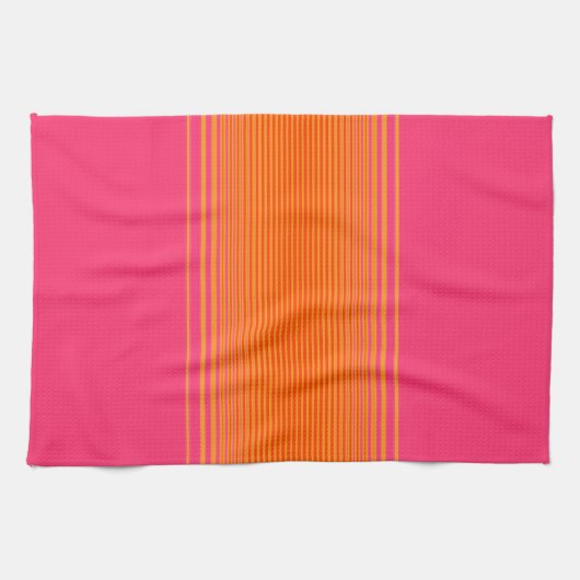 Linge De Cuisine Motif à rayures orange et rose (Horizontal)