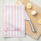 Linge De Cuisine Motif à rayures rose et blanc (Quart Plié)