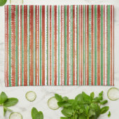 Linge De Cuisine Motif à rayures rouge, vert et blanc (Plié)