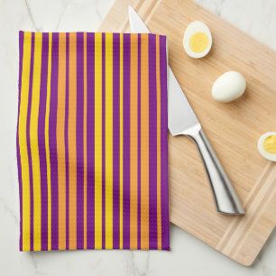 Linge De Cuisine Motif à rayures verticales jaunes orange et violet