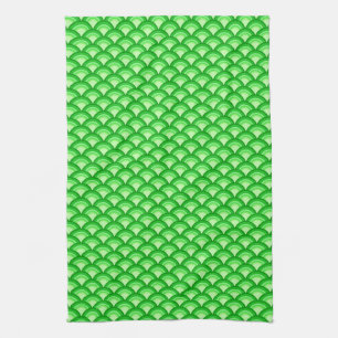 Linge De Cuisine Motif à vagues Art déco - vert jade