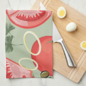 Linge De Cuisine Motif abstrait avec la tomate (Quart Plié)