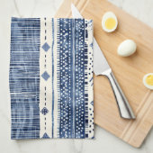 Linge De Cuisine Motif Abstrait Bleu Et Blanc (Quart Plié)