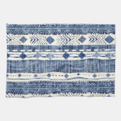 Linge De Cuisine Motif Abstrait Bleu Et Blanc (Horizontal)