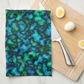 Linge De Cuisine Motif Abstrait bleu et vert (Quart Plié)