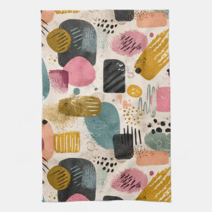 Linge De Cuisine Motif Abstrait Boho moderne Coloré texturé
