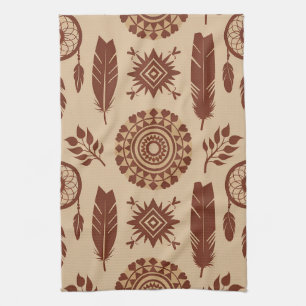 Linge De Cuisine Motif Abstrait de la tribu Boho Terre géométriqu