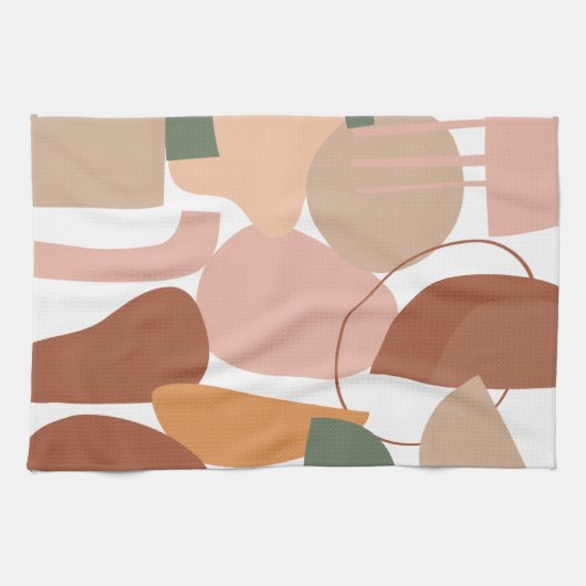 Linge De Cuisine Motif Abstrait de ton terrestre (Horizontal)