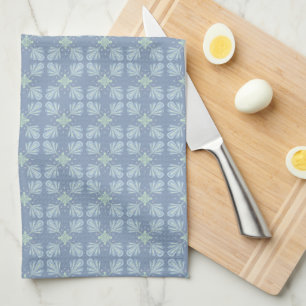 Linge De Cuisine Motif Abstrait Floral Bleu
