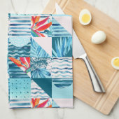 Linge De Cuisine Motif abstrait géométrique turquoise tropical (Quart Plié)