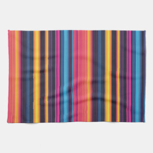 Linge De Cuisine Motif Abstrait Moderne à Rayures Multicolores Vibr