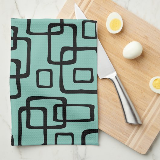 Linge De Cuisine Motif Abstrait moderne rétro du milieu du siècle (Quart Plié)