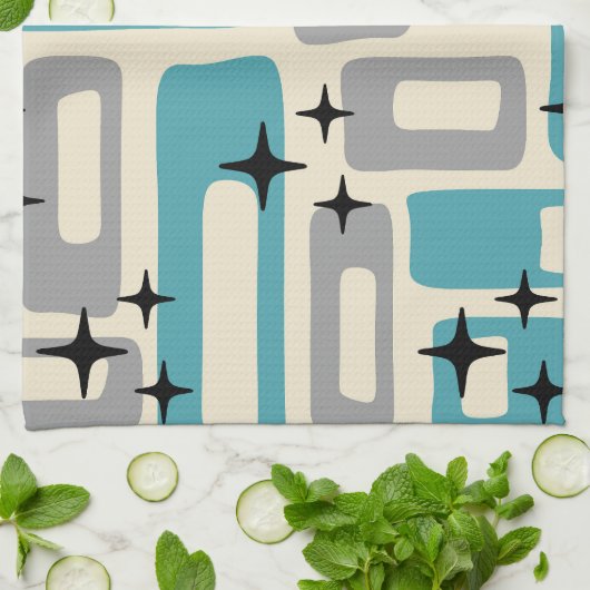 Linge De Cuisine Motif Abstrait moderne rétro du milieu du siècle (Plié)