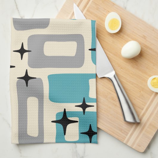 Linge De Cuisine Motif Abstrait moderne rétro du milieu du siècle (Quart Plié)