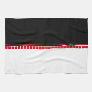 Linge De Cuisine Motif Abstrait noir blanc et rouge