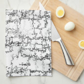 Linge De Cuisine Motif Abstrait noir et blanc (Quart Plié)