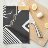 Linge De Cuisine Motif Abstrait noir et blanc (Quart Plié)