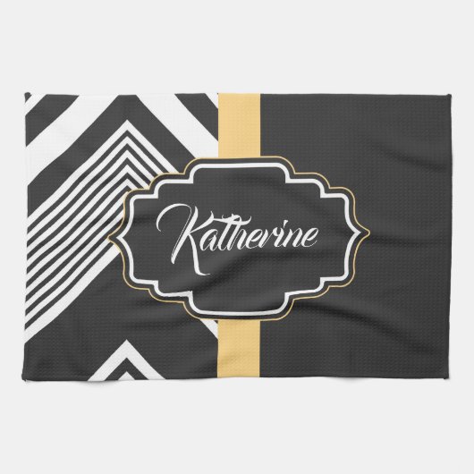 Linge De Cuisine Motif Abstrait noir et blanc (Horizontal)