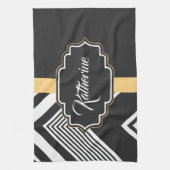 Linge De Cuisine Motif Abstrait noir et blanc (Vertical)