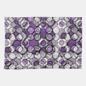 Linge De Cuisine Motif Abstrait pourpre, gris et cercle noir (Horizontal)
